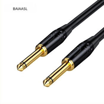 2-szálú 6,5 mm-es audió-kábel, férfi-férfi, erősítő és gitár számára, aranyozott csatlakozókkal