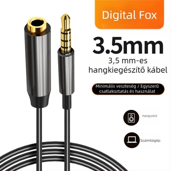 3,5 mm férfi–nő audió hosszabbító kábel, 4 vezetékes, mikrofonhoz és fejhallgatóhoz