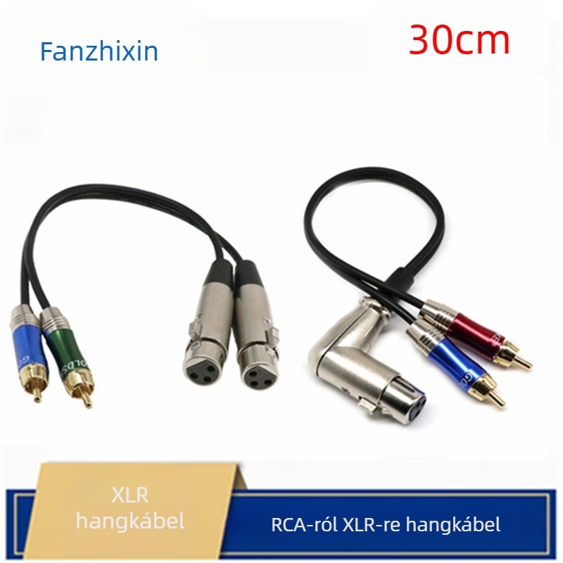 2RCA–ról 2XLR-re kiegyensúlyozott audio kábel, tiszta réz vezetők, nikkel bevonatú csatlakozók
