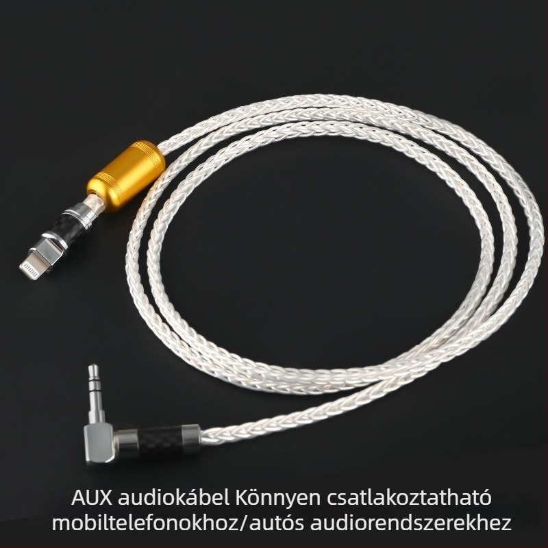 Lightning-tól 3,5 mm AUX autó audio kábel ezüstbevonat rézvezetővel