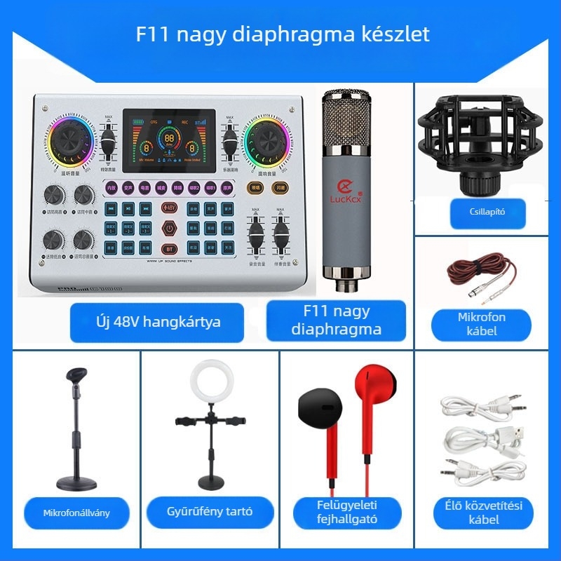 Külső hangkártya élő közvetítéshez, játékokhoz és karaoke-hoz | C100 modell, Bluetooth 5.0, frekvencia-válasz 40Hz-20kHz, SNR ≥75dB, beépített akkumulátor