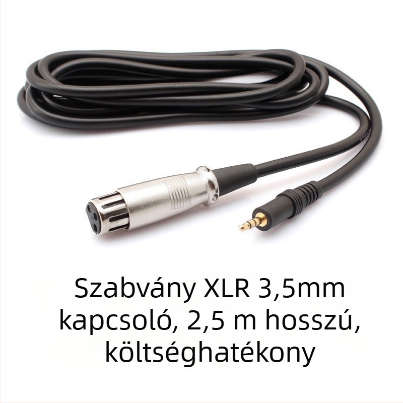 JPMIC XLR női to 3,5 mm mikrofonkábel, aranyozott, ónnal bevont rézmaggal, kondenzátor-mikrofonhoz