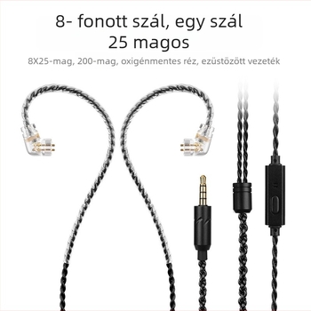 Fejhallgató-kábel MMCX kettős-pin csatlakozóval és mikrofonnal, 1,2 m hosszú, ezüstözött réz vezető