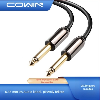 6,5 mm / 6,35 mm-es audio kábel, férfi–férfi végződéssel, keverőhöz, erősítőhöz, hangfalhoz, elektromos gitárhoz és mikrofonhoz