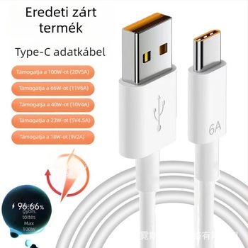 Type-C 66W gyorstöltő kábel, PVC, egyszeres csatlakozó, Type-C telefonokhoz