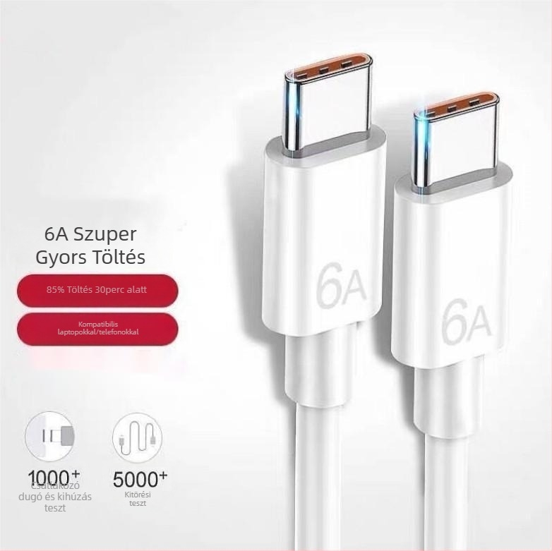 Type-C 66W gyorstöltő kábel, PVC, egyszeres csatlakozó, Type-C telefonokhoz