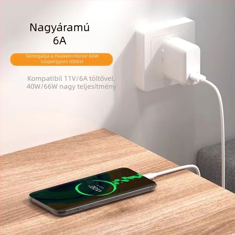 Type-C 66W gyorstöltő kábel, PVC, egyszeres csatlakozó, Type-C telefonokhoz