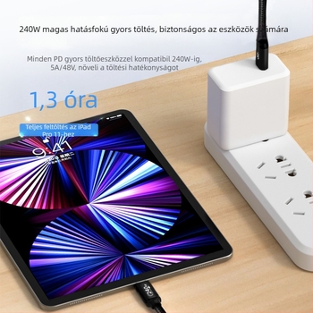 USB-C 240W PD3.1 gyors töltőkábel, 1–2 m, alumíniumötvözet + fonott szerkezet