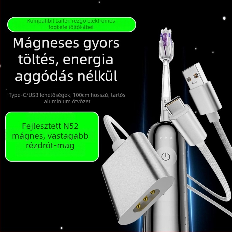 USB mágneses töltőkábel Leifen elektromos fogkeféhez, modell LFTB01-P, kompatibil Leifen, gyártó Yixin Industrial, bemutatva 2024-ben.