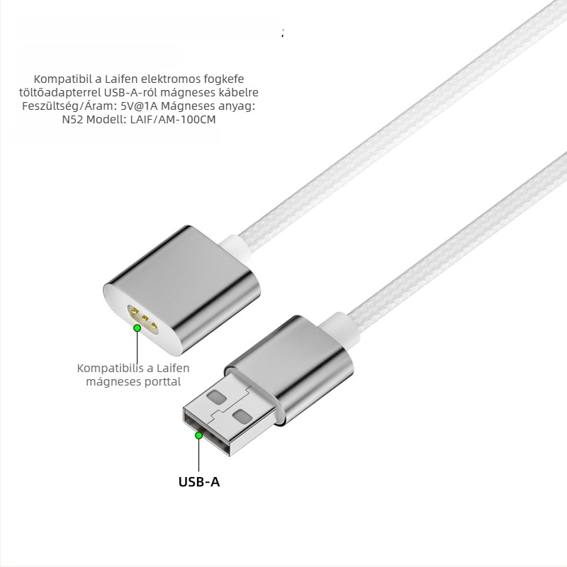 USB mágneses töltőkábel Leifen elektromos fogkeféhez, modell LFTB01-P, kompatibil Leifen, gyártó Yixin Industrial, bemutatva 2024-ben.