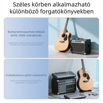 Sunkandi 6,5 mm-es gitár audio-kábel, háromvezetékes, 6,35 mm-es férfi–férfi csatlakozó, aranyozott végződések