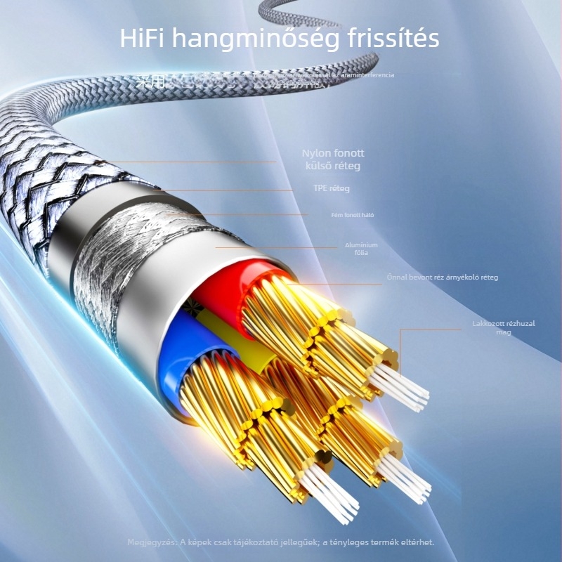 Sunkandi 6,5 mm-es gitár audio-kábel, háromvezetékes, 6,35 mm-es férfi–férfi csatlakozó, aranyozott végződések