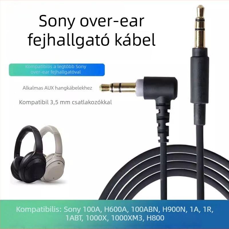 3,5 mm-es audio kábel Sony XM3/XM4/MDR-100A/1A-hoz, aranyozott, OFC réz, csupasz réz mag
