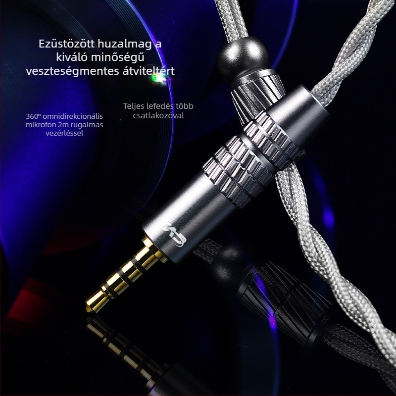 CVJ Hato2 szőtt gaming kábel forgatható mikrofonos fejjel és cserélhető 3,5 mm / USB Type-C csatlakozókkal