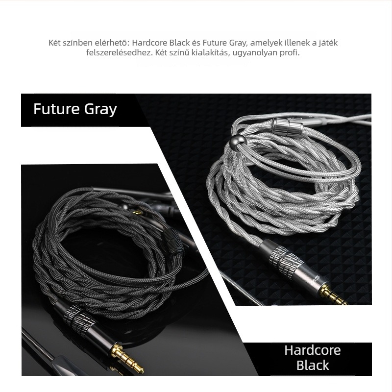 CVJ Hato2 szőtt gaming kábel forgatható mikrofonos fejjel és cserélhető 3,5 mm / USB Type-C csatlakozókkal