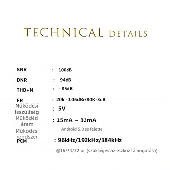 Type-C fejhallgató adapter, 3,5 mm audio kábel, aranyozott, 2-in-1, modell E384