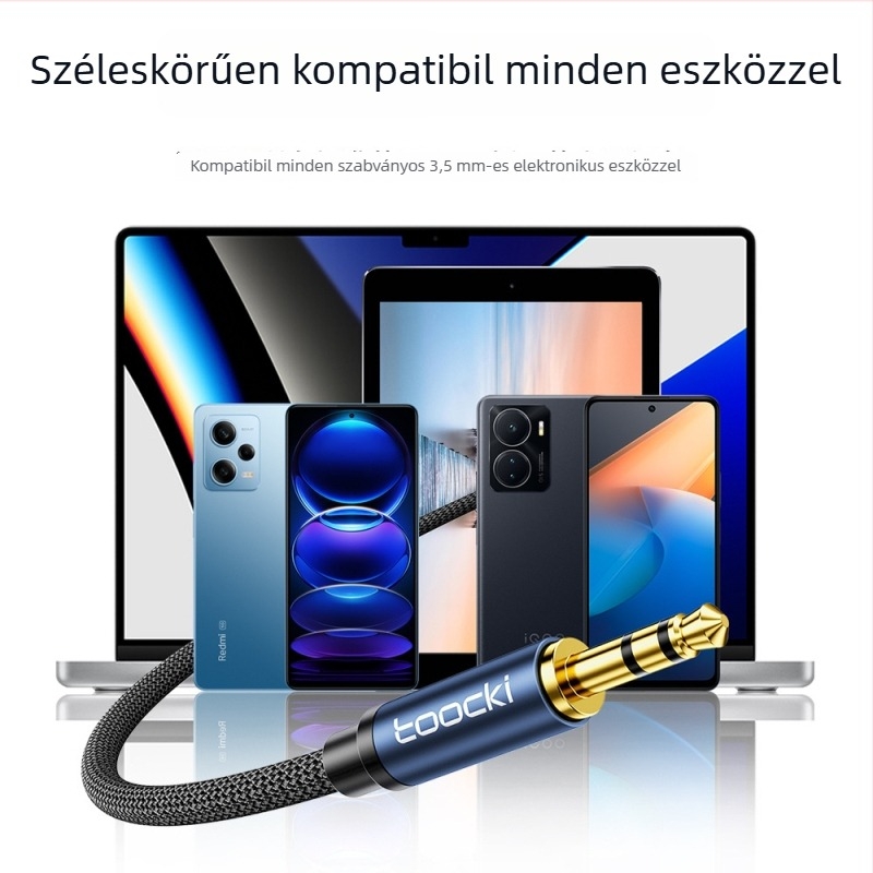 Toocki TQ-21 3.5mm AV audió hosszabbító kábel, aranyozott, zománcolt rézmag, réz vezető (RoHS)