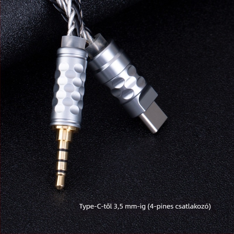 Bartok Tl01 Type-C 3,5 mm autó AUX hangkábel ezüstös bevonat réz vezetővel, oxigénmentes réz vezetővel, digitális dekóder DAC, ROHS tanúsított