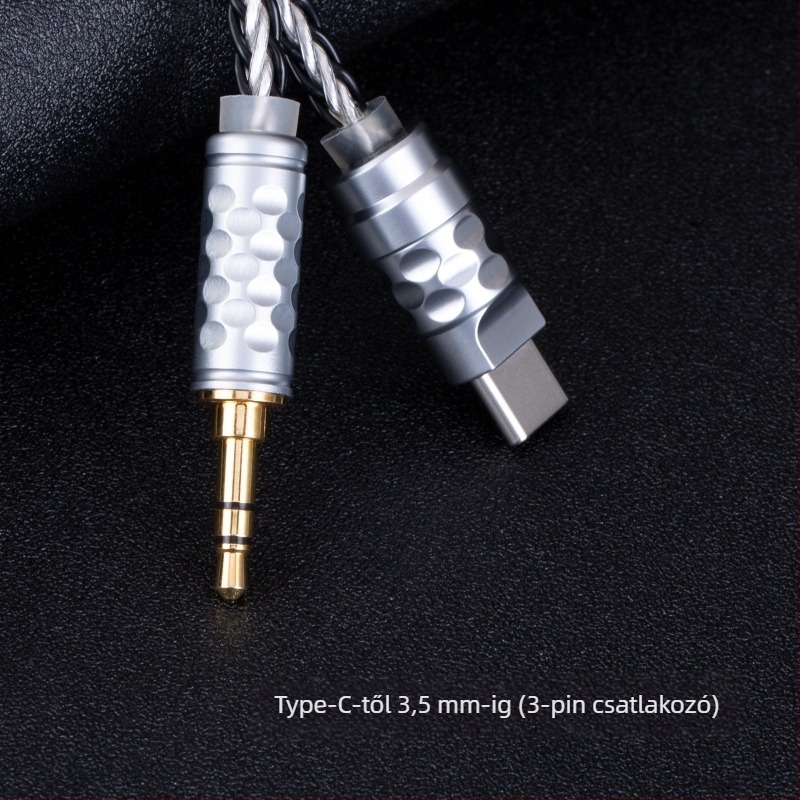 Bartok Tl01 Type-C 3,5 mm autó AUX hangkábel ezüstös bevonat réz vezetővel, oxigénmentes réz vezetővel, digitális dekóder DAC, ROHS tanúsított