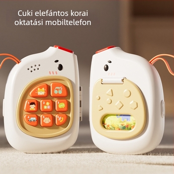 Cuki elefánt babajáték zenés hordozható tevékenységpanellel, kormánykerékkel és kinyitó funkcióval • Műanyag • Elemes • 0–3 éveseknek