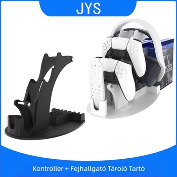 PS5/PS4/Xbox/NSPRO kontrollertartó állvány lemez tárolóval – ABS, modell PS5, súly 440 g