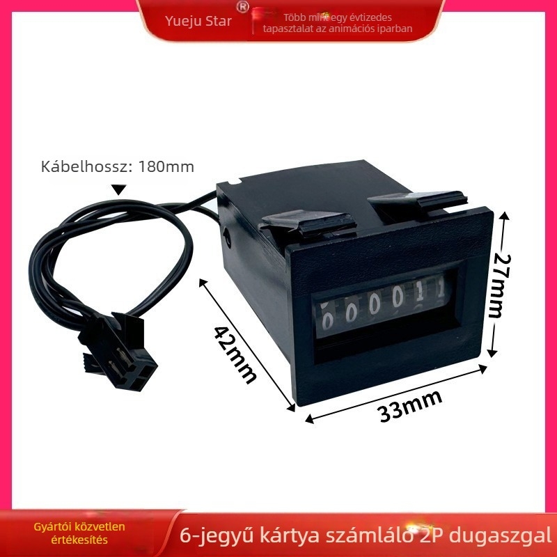 6 számjegyű mechanikus számláló érme típusú játékgépekhez, 12V tápegység, vezetékes interfész