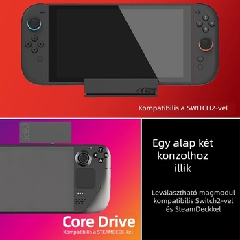 NS2 hordozható dokk Nintendo Switch és Steam Deck számára, ABS anyag, 195 g