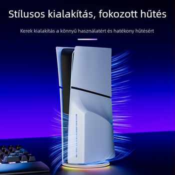 PS5 függőleges állvány RGB világítással és hűtőpanelemmel, ABS, USB-kábel a csomagban, kompatibilis PS5, PS5 Slim, PS5 Pro