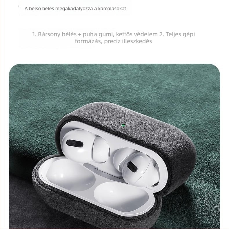 AirPods Pro 2/3-hoz velúr bőrtok