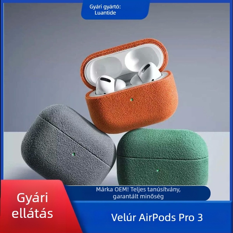 AirPods Pro 2/3-hoz velúr bőrtok