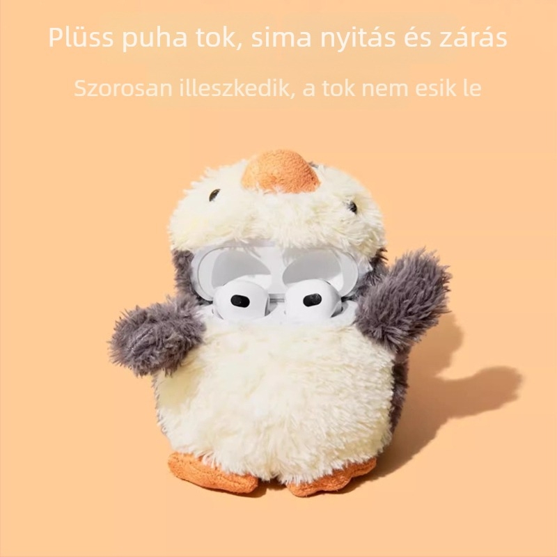 Őszi–téli plüss pingvines AirPods 4. generációs tok, puha szilikon védőburkolat Apple számára
