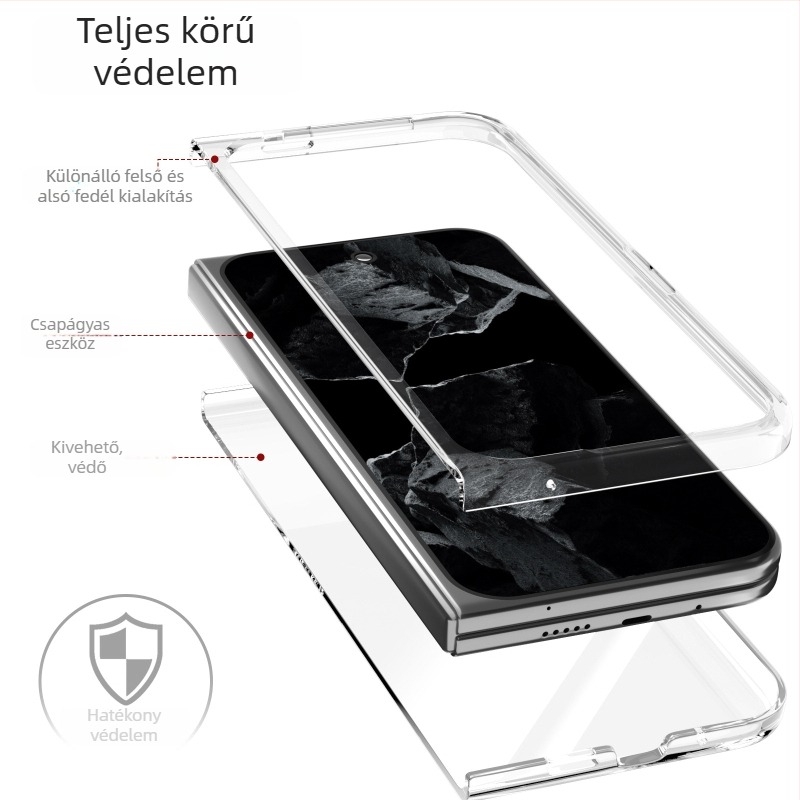 Google Pixel 10/9 Pro Fold telefonvédő - átlátszó fényes PC merev tok