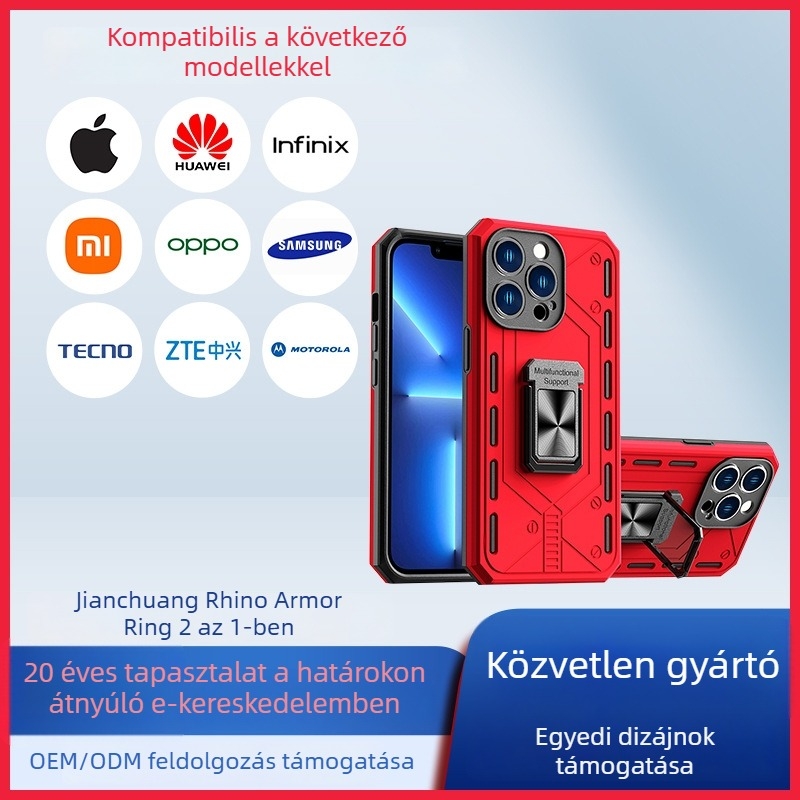 Két az egyben mágneses autós telefontok gyűrűs tartóval MOTO, Infinix, TECNO és ZTE készülékekhez