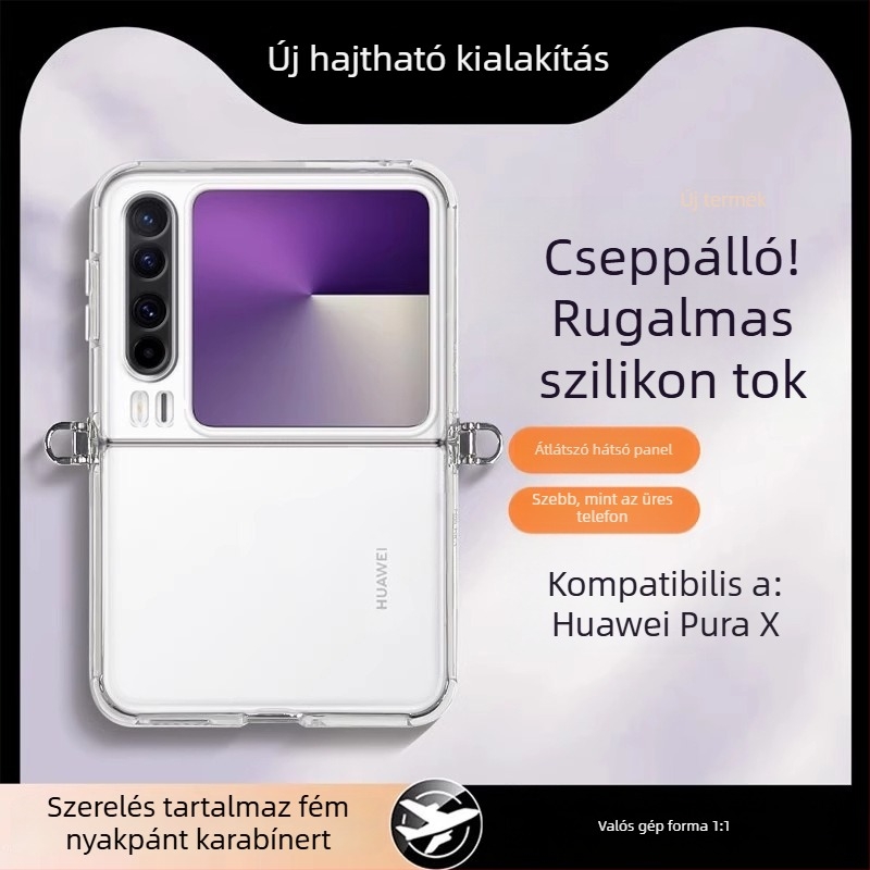 Huawei PuraX szilikon tok kampóval a crossbody-hoz, lágy burkolat, esésálló