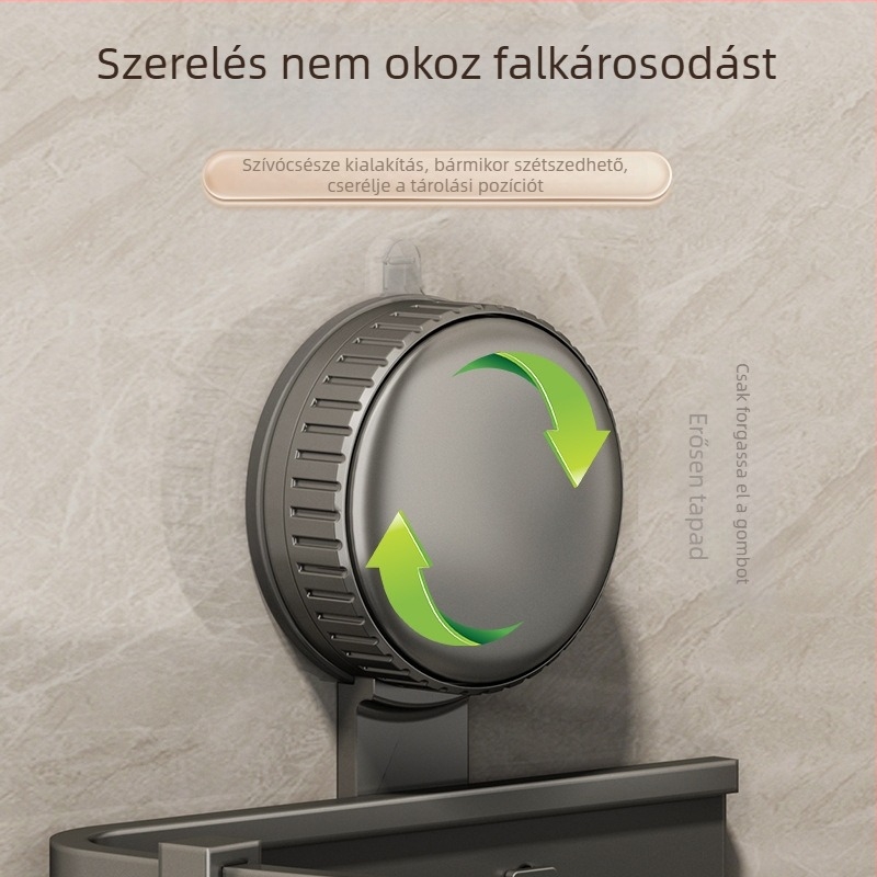 Falra szerelt háromszög alakú fürdőszobai polc vákuumos rögzítéssel, alumínium ötvözet, sütőben égetett bevonat, teherbírás 5–10 kg, 1 réteg, sarok formájú