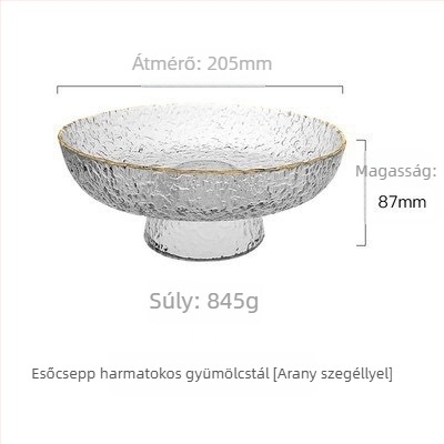 Kristályüveg gyümölcstál magas talppal, kalapált textúrával – Márka: Lucheng xiye