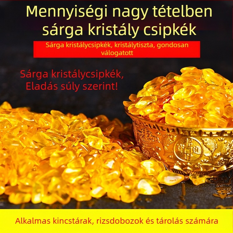 Citrin kristály geometriai dísz akváriumhoz — modern minimalista stílus, PP zacskóban egyedi csomagolás