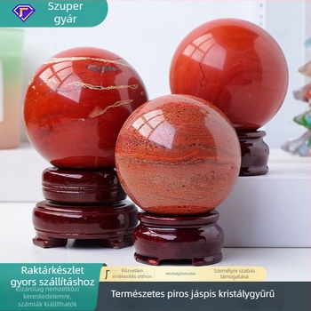 Természetes vörös jáspisz kristálygömb, finoman csiszolt gömb otthonra és az irodába, Feng Shui dekoráció.