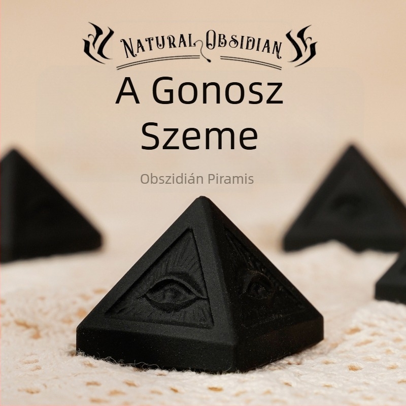 Természetes kristály obsidián – Ördögszem kő, faragott ásványi példány, ajándék
