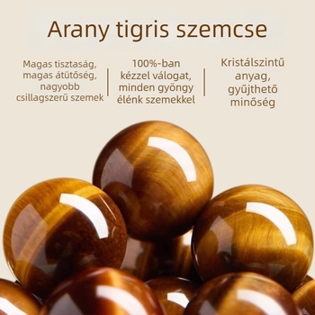 Tigrisszem gyöngy karkötő - Uniszex, természetes stílus (Anyag: tigrisszem; Feldolgozás: gyöngyök; Stílus: Uniszex, természetes; Forma: egyéb)