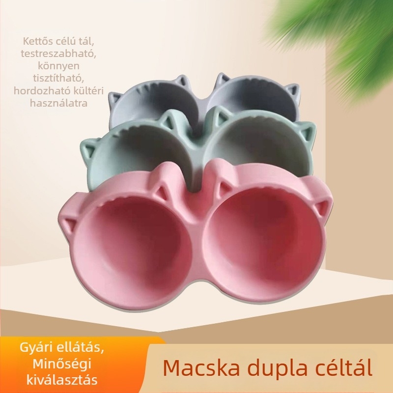 Műanyag macskaarcú tál – etetésre és ivásra