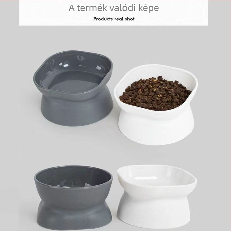 Macska etetőtál magas lábakkal a nyaki védelemért — PP anyag, anti-tip kialakítás, termékkód MDENG, 100 db dobozban