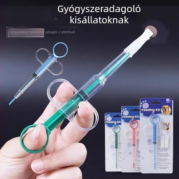 Állatgyógyszer-adagoló tablettatartóval, univerzális etetőpalack macskáknak és kutyáknak, nyomógombos fecskendő, kisállat kellékek nagykereskedelme