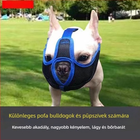 Textil botmaska kutyáknak, rövid pofa dizájn, harapás elleni, evés elleni védelem, univerzális francia bulldog és mopsz számára.