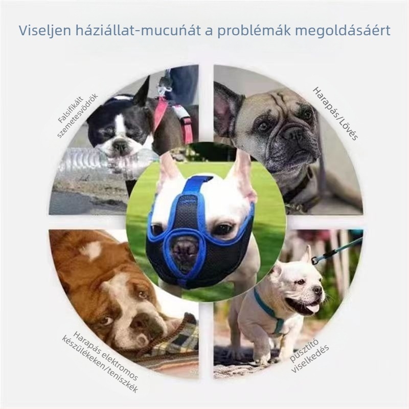 Textil botmaska kutyáknak, rövid pofa dizájn, harapás elleni, evés elleni védelem, univerzális francia bulldog és mopsz számára.