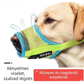 Légáteresztő szájkosár sétáltatáshoz, nagytestű kutyáknak, anti-ugatás, anti-harapás, anti-néelés elleni védelem, állítható fürdetéshez