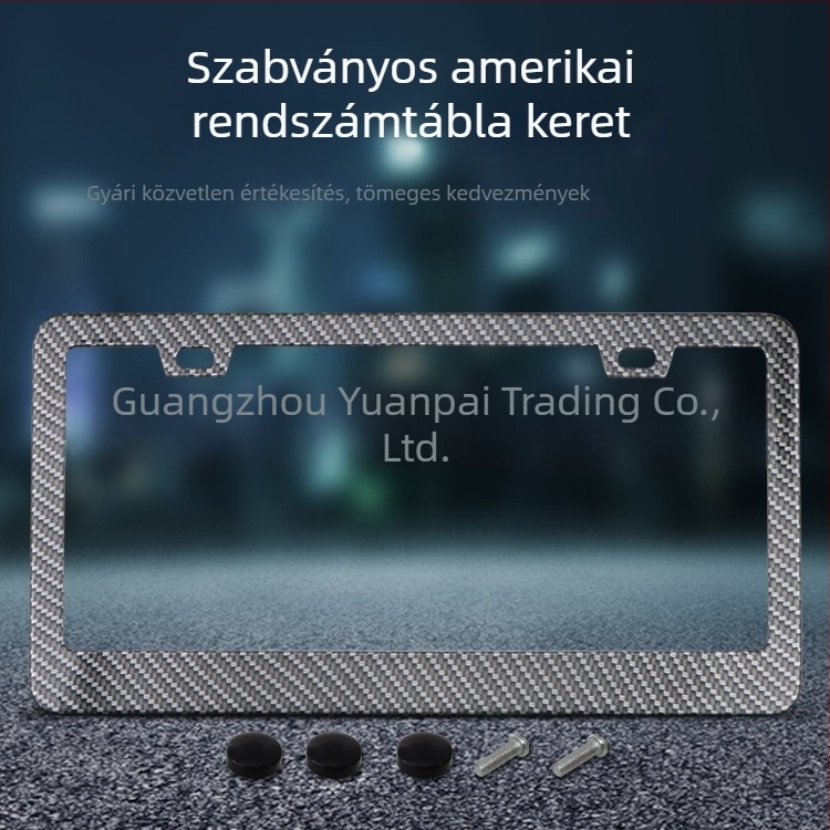 Amerikai szabvány szerinti rendszámtábla keret, rozsdamentes acélból, szénszálas textúrával