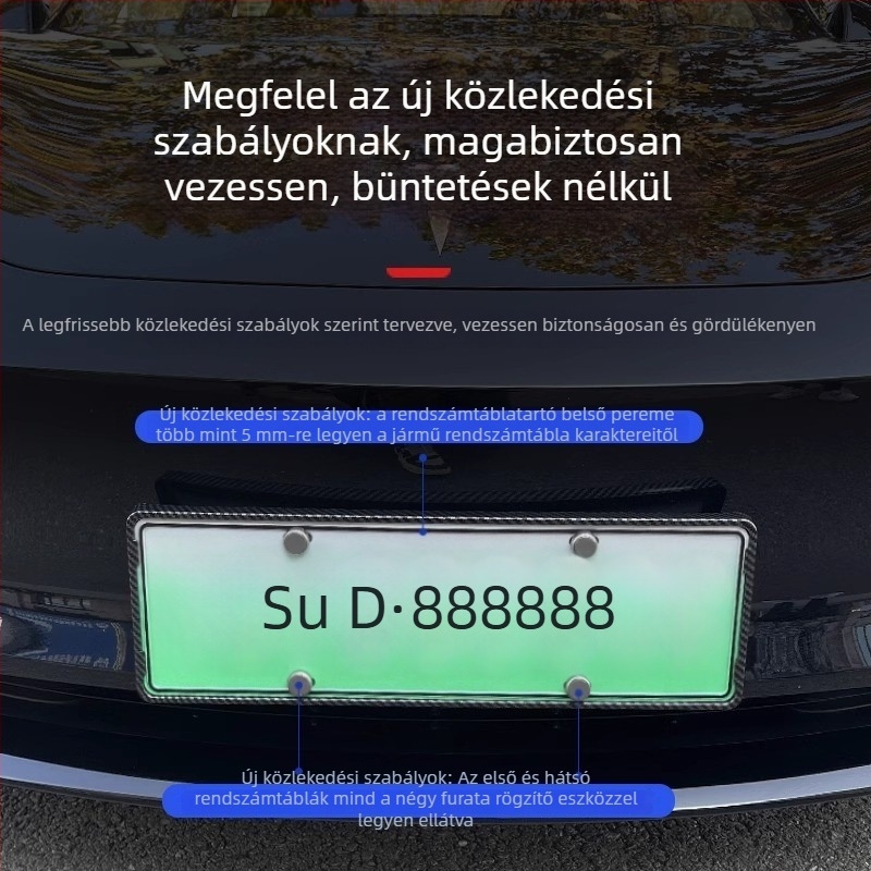 Tesla Model Y lebegő rendszámkeret zöld új energia rendszámtáblákhoz