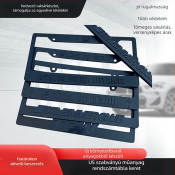 Műanyag rendszámtábla keret az USA szabályainak megfelelően, logóval, általános kompatibilitás.