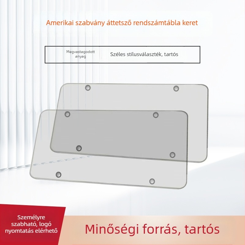 Alumínium ötvözetű rendszámtábla keret, testreszabható, kiegészítő 01